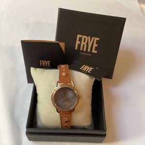 Frye 🆕Women’s watch, studded leather band, detailed metal,sapphire crystal